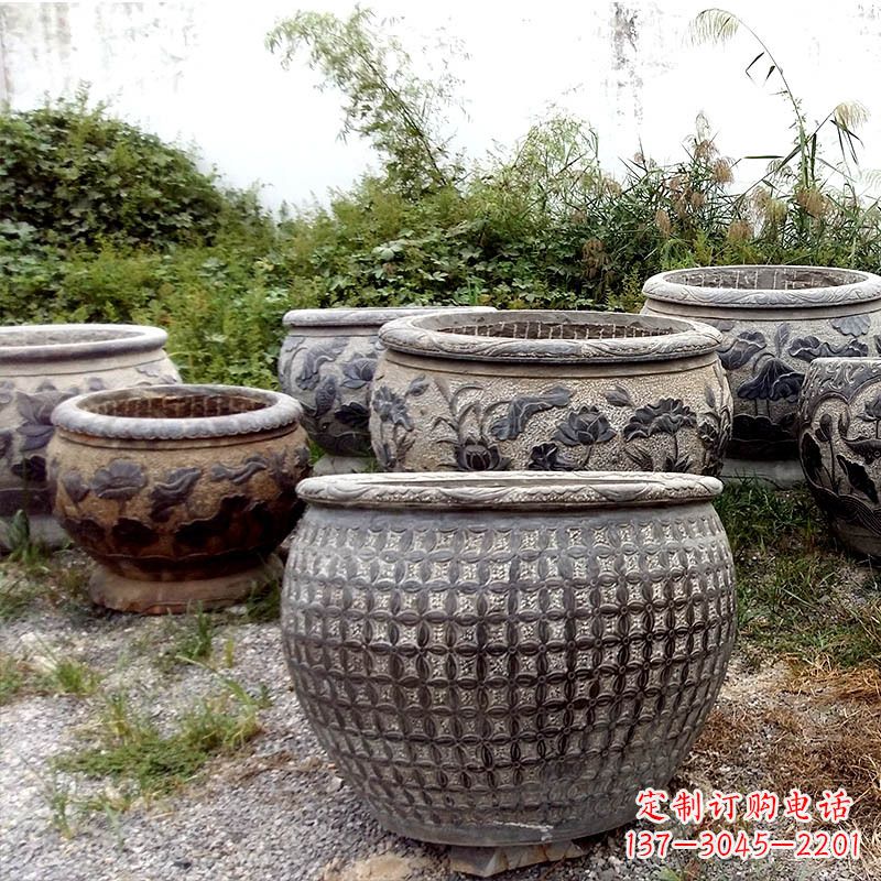 南京仿古石雕花盆水缸