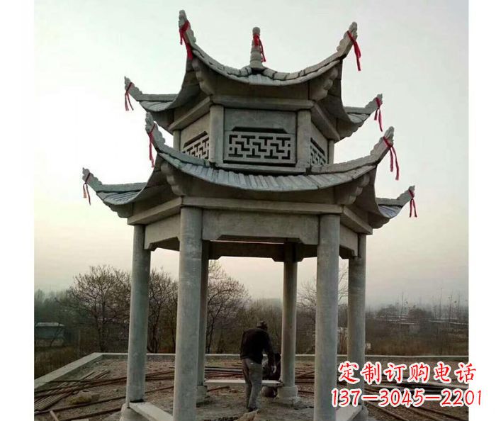 南京仿古双层石雕凉亭