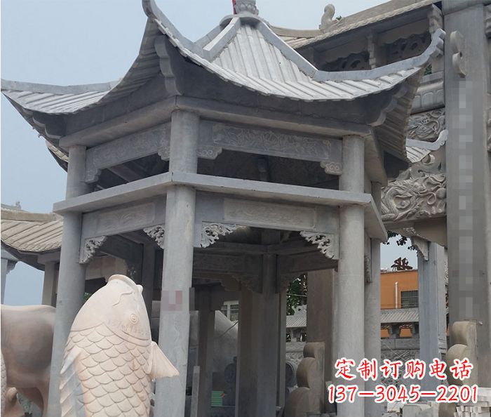南京精美仿古双层石雕凉亭