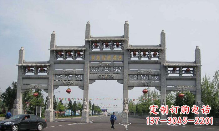 南京仿古五门石雕牌坊 (2)
