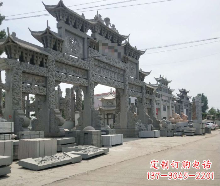 南京仿古五门石雕牌坊