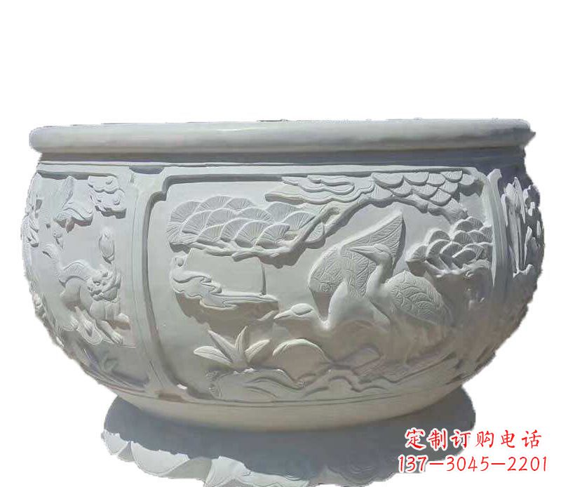 南京精美仿古鱼缸石雕花盆雕塑