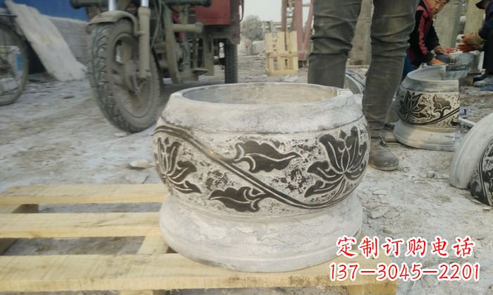 南京仿古圆形水缸石雕 (4)