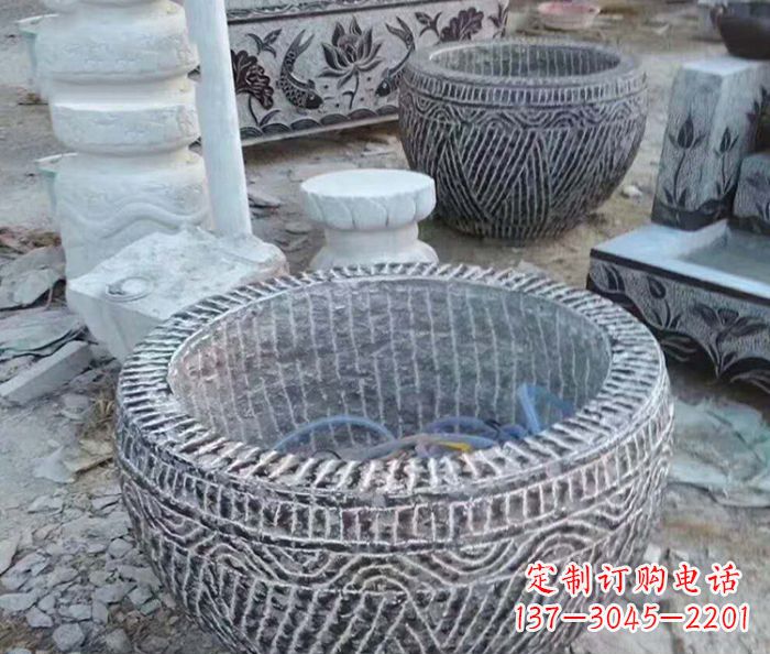 南京精美仿古石雕水缸