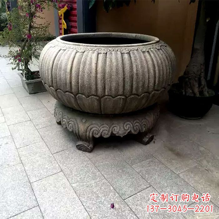 南京仿古做旧石雕花盆水缸