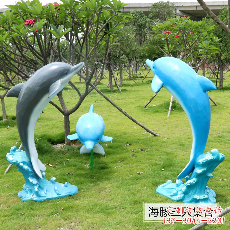 南京精致仿真玻璃钢海豚雕塑
