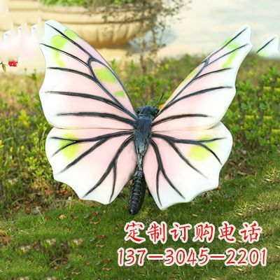 南京浅粉白色仿真蝴蝶雕塑