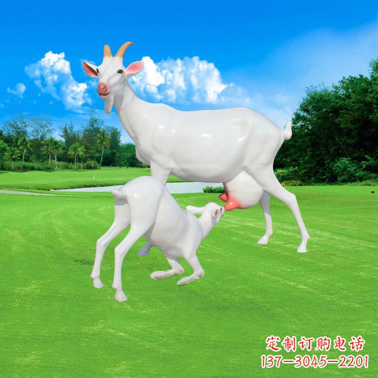 南京仿真羊羔羊跪乳玻璃钢雕塑