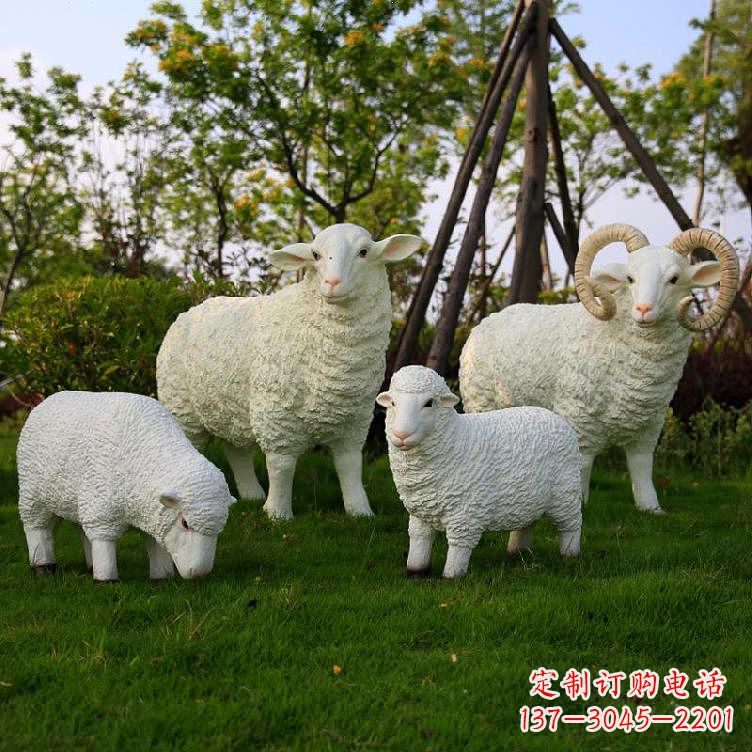 南京仿真羊玻璃钢雕塑-草原草坪绿化带仿真动物摆件