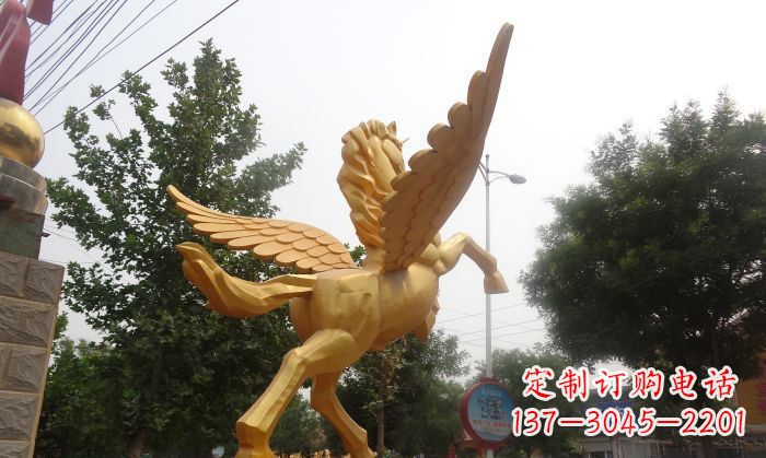 南京飞马广场景观动物铜雕