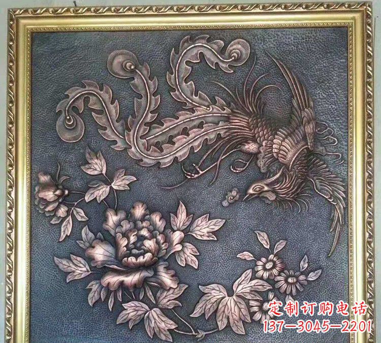 南京凤凰牡丹铜浮雕