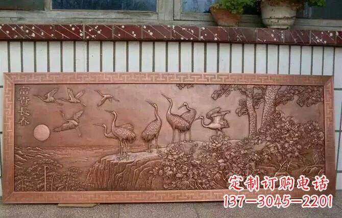 南京富贵仙鹤浮雕锻铜雕塑