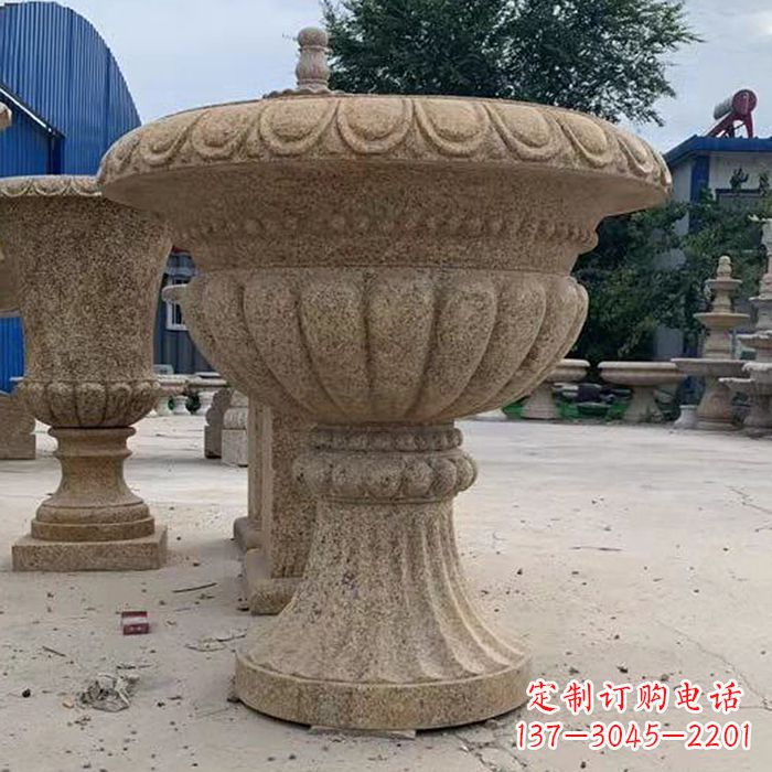 南京优雅高墩欧式石雕花盆