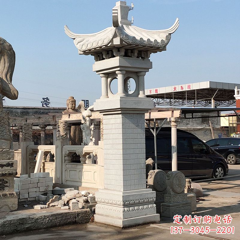 南京高墩中式石雕灯笼美观厚重的传统中国风雕塑