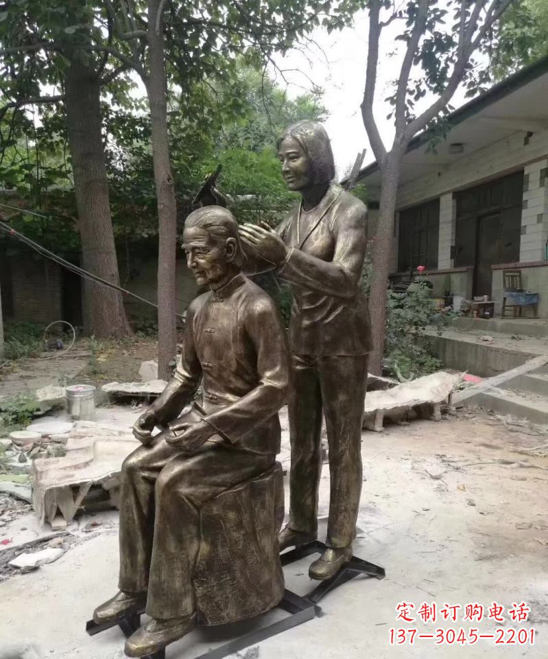 南京产品名称纪念母亲的梳头人物铜雕