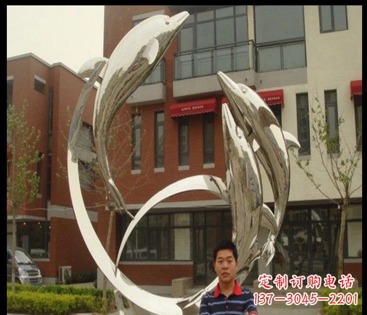 南京精细不锈钢海豚雕塑