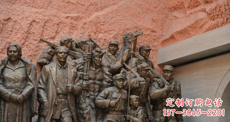 南京公园白求恩与八路军景观铜雕