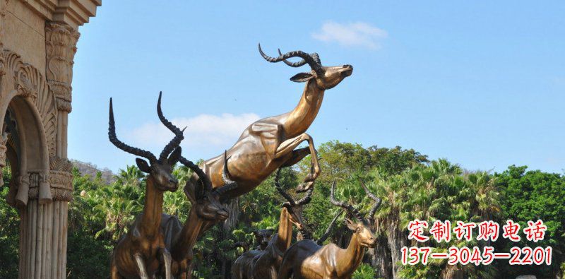 南京公园奔跑羚羊动物铜雕