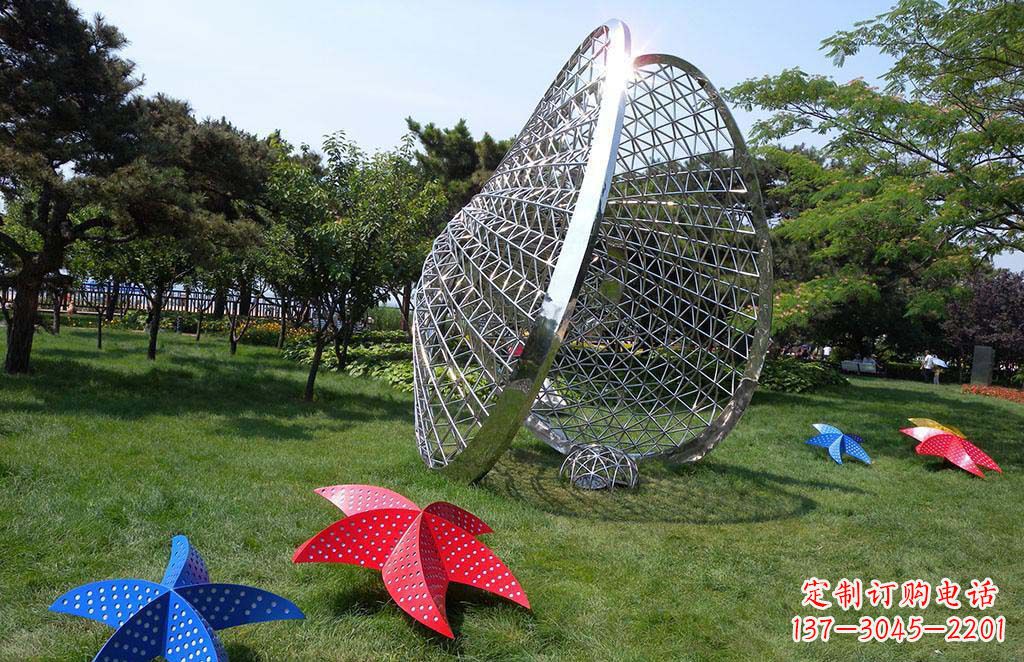 南京精美不锈钢贝壳海星景观雕塑