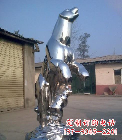 南京公园不锈钢抽象北极熊动物雕塑