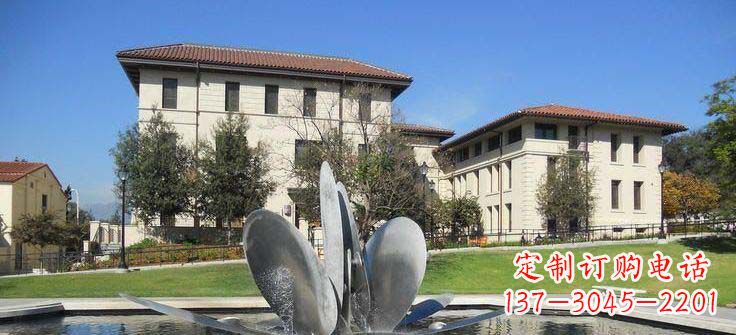 南京抽象花朵不锈钢喷泉雕塑