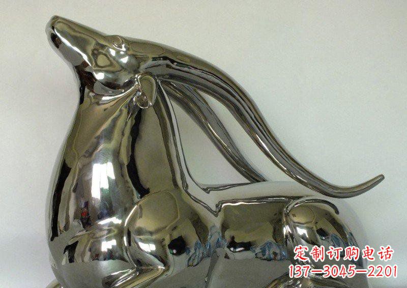 南京公园不锈钢抽象羚羊动物雕塑