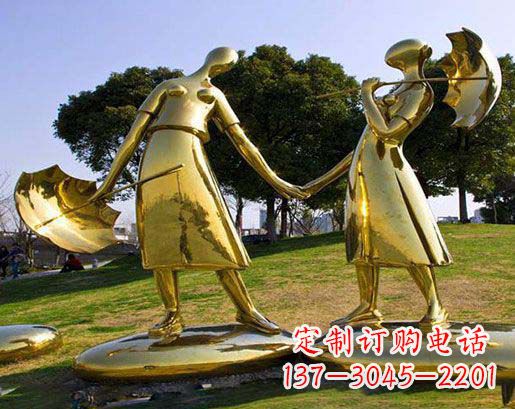 南京长伴相守,情缘两生——不锈钢抽象情侣雕塑