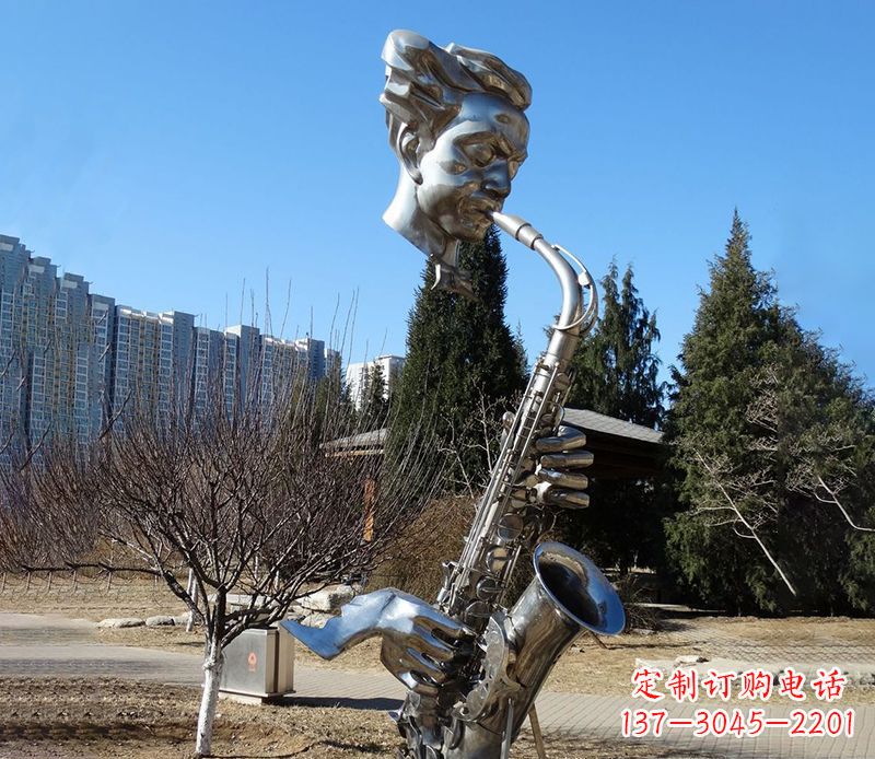 南京纪念性不锈钢萨克斯头像雕塑