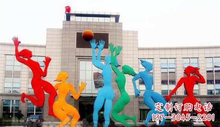 南京激情运动的写照不锈钢女孩打篮球雕塑
