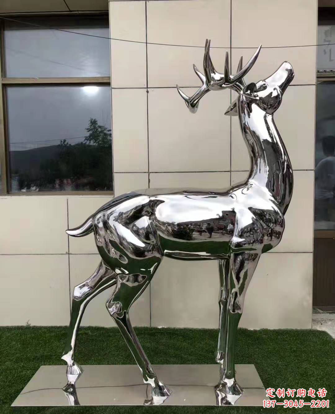 南京不锈钢艺术品精美梅花鹿雕塑