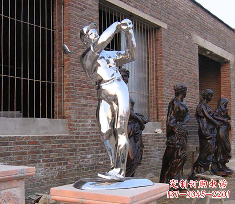 南京优雅运动——中领雕塑不锈钢高尔夫运动雕塑
