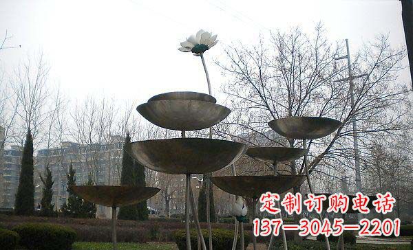 南京公园不锈钢荷花景观雕塑