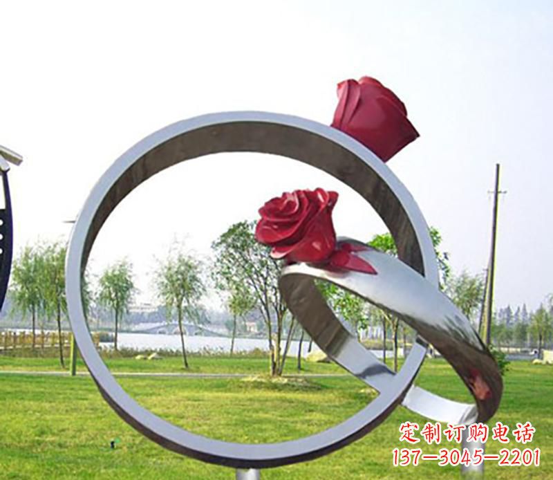 南京不锈钢景观婚戒雕塑