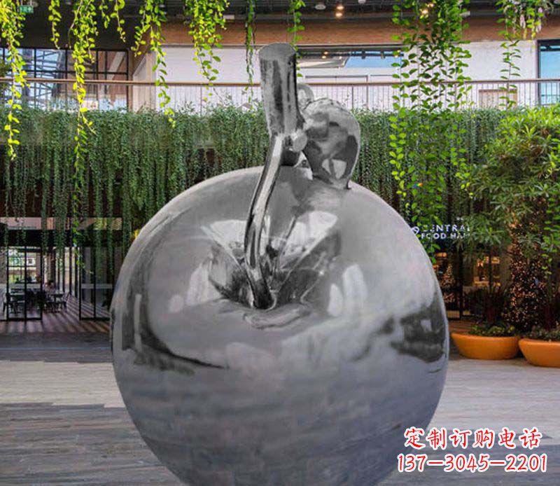 南京公园时尚不锈钢镜面苹果雕塑