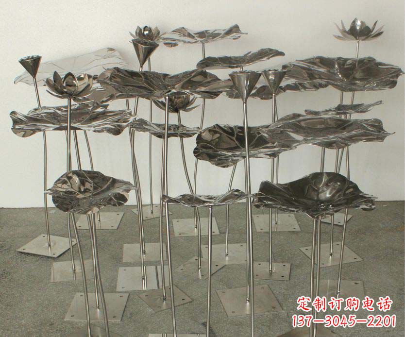 南京精美装饰不锈钢莲叶雕塑