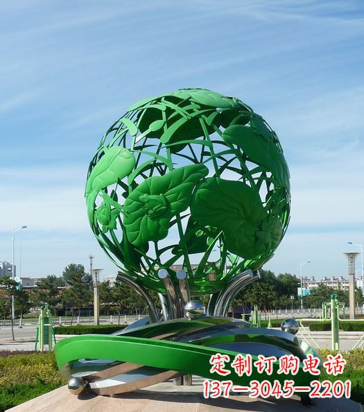 南京不锈钢镂空荷叶青蛙雕塑