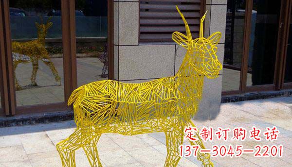 南京梦幻般的不锈钢小鹿大理石塑像