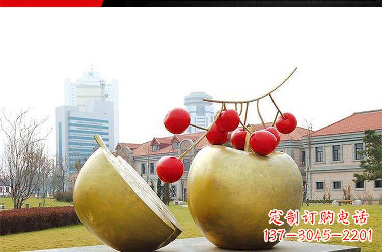 南京公园不锈钢苹果樱桃雕塑