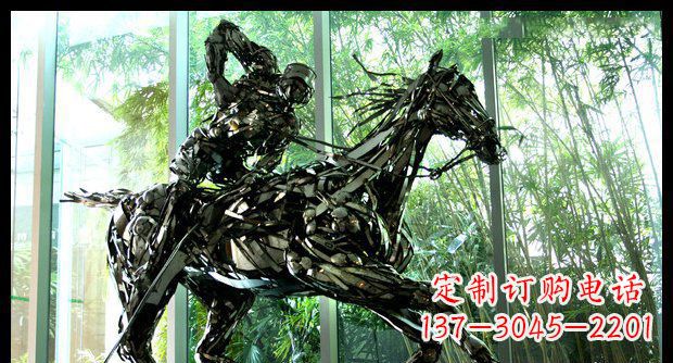 南京公园不锈钢骑马的人雕塑