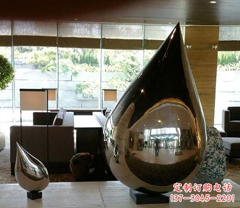 南京公园不锈钢水滴球景观雕塑