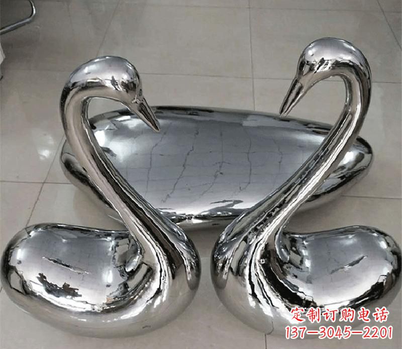 南京公园不锈钢天鹅水滴雕塑