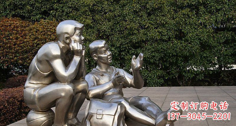 南京一起勇敢长大——不锈钢学生雕塑