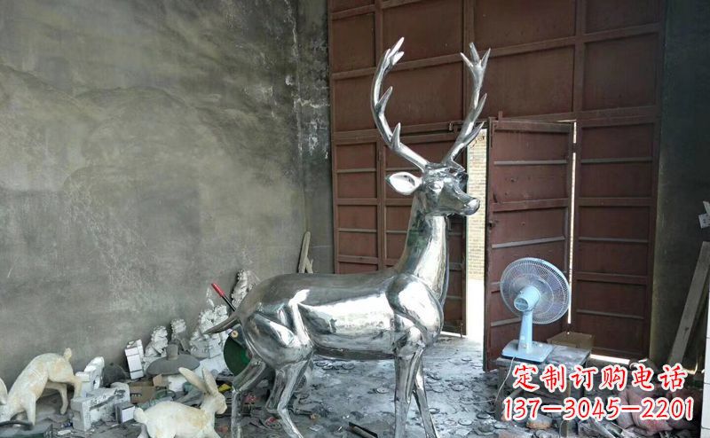 南京艺术精美的不锈钢鹿装置雕塑
