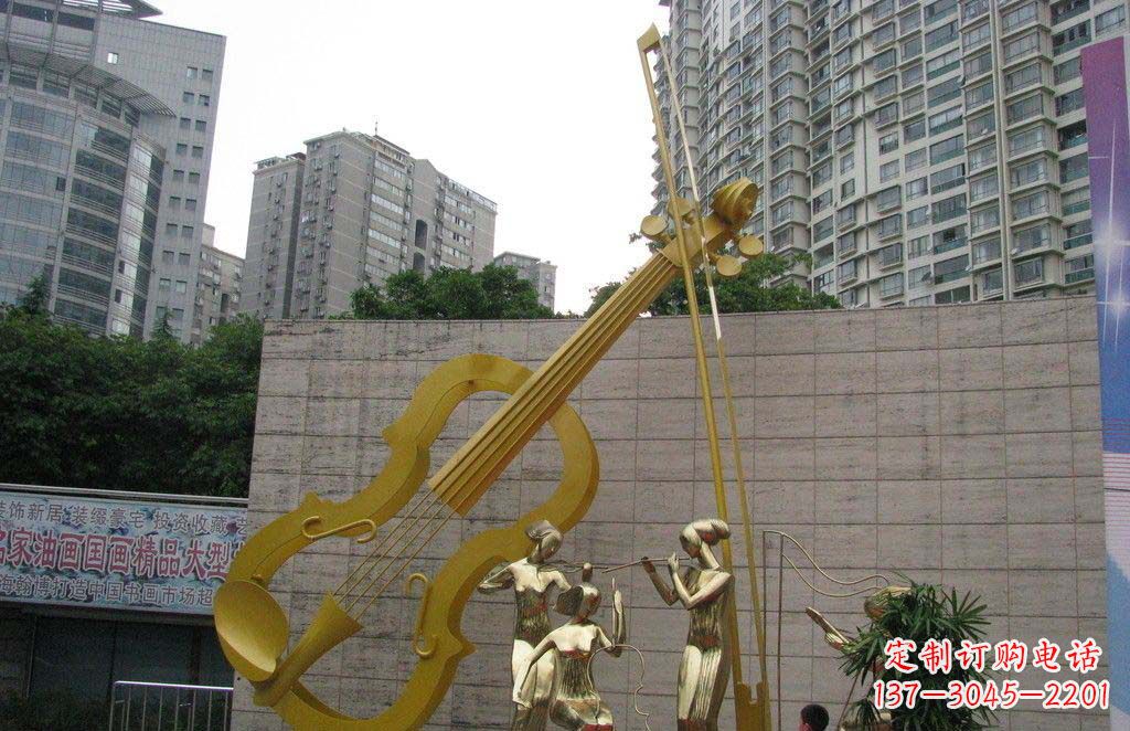 南京公园不锈钢演奏人物大提琴雕塑