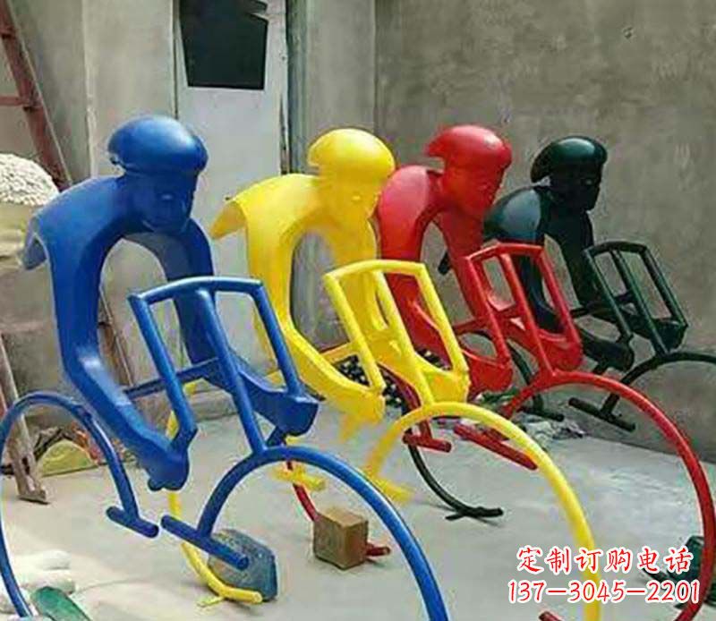 南京不锈钢自行车运动人物景观雕塑