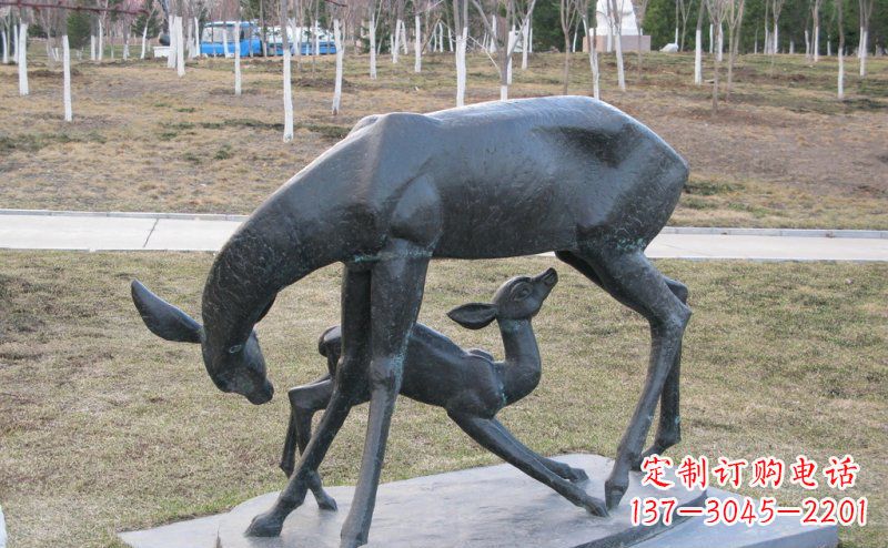 南京母子鹿铜雕艺术塑像