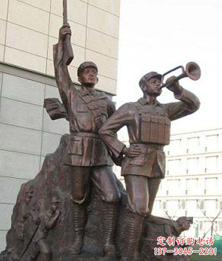 南京革命精神熠熠冲锋号铜雕