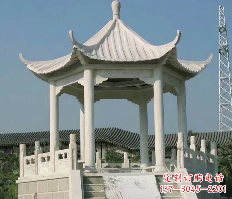 南京公园大理石六角石雕凉亭 (3)