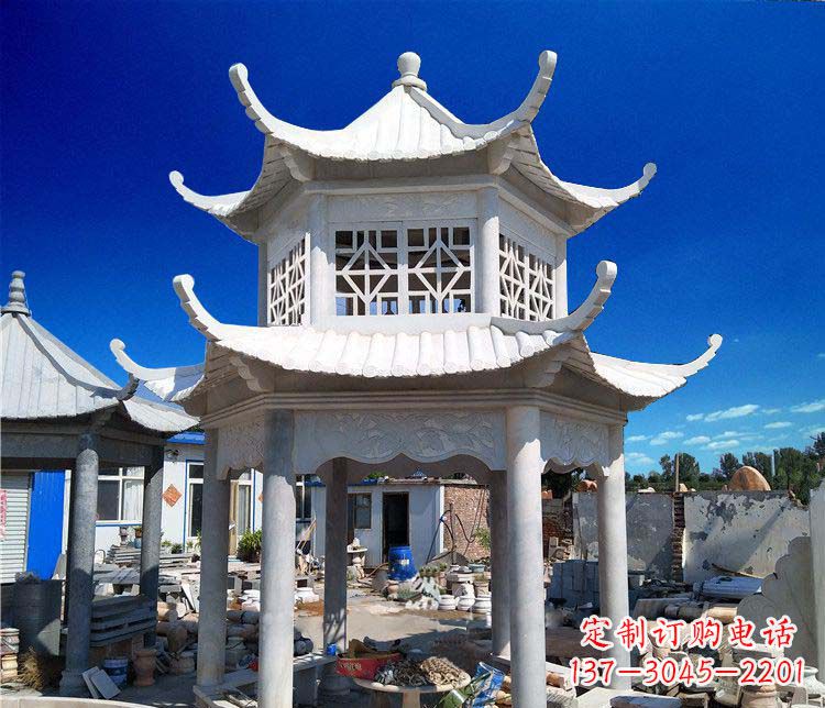 南京大理石双层凉亭雕塑