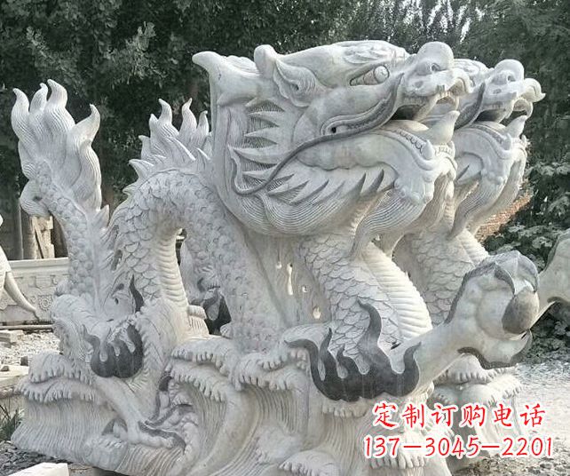 南京优雅古典大理石生肖龙雕塑